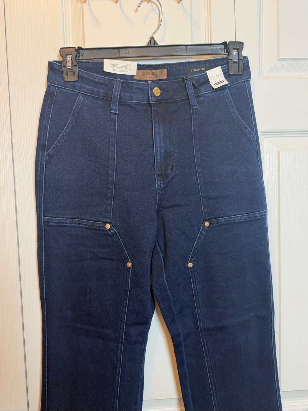 Judy Blue High Rise Straight Leg Utility Jeans Dark Wash 9/29 NWT - Picture 2 of 9